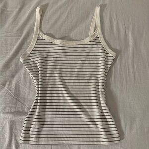 Striped White and Black Women's Tank Top